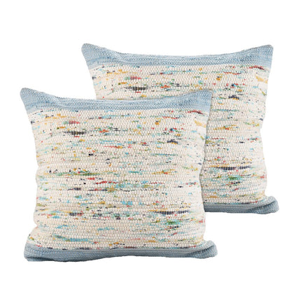 Set of Two 20" Blue And Ivory Color Block Cotton Throw Pillows HomeRoots