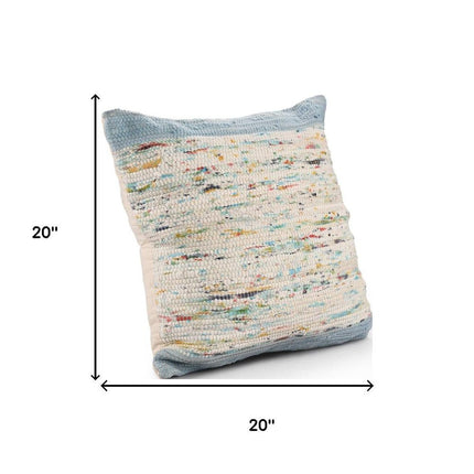 Set of Two 20" Blue And Ivory Color Block Cotton Throw Pillows HomeRoots