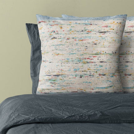 Set of Two 20" Blue And Ivory Color Block Cotton Throw Pillows HomeRoots