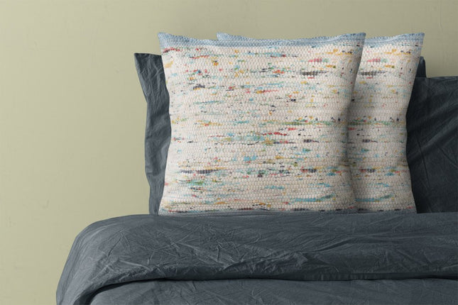 Set of Two 20" Blue And Ivory Color Block Cotton Throw Pillows