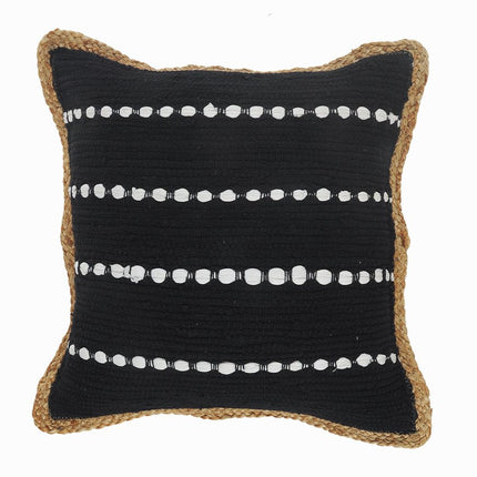Set of Two 18" Black And White Striped Cotton Blend Throw Pillows with Texture HomeRoots