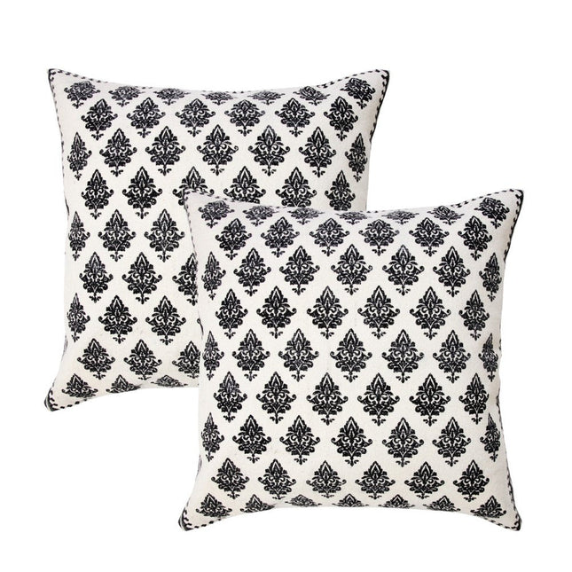 Set of Two 20" White And Black Geometric Cotton Throw Pillows HomeRoots