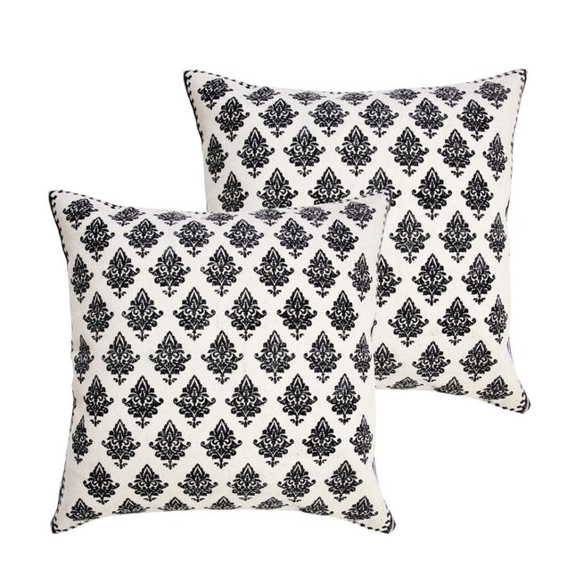 Set of Two 20" White And Black Geometric Cotton Throw Pillows HomeRoots