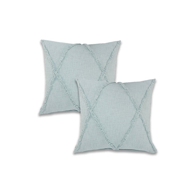 Set of Two 18" Pale Aqua Diamond Cotton Throw Pillow Covers HomeRoots