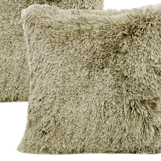Set of Two 20" Taupe Throw Pillows HomeRoots