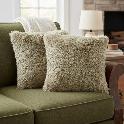 Set of Two 20" Taupe Throw Pillows HomeRoots