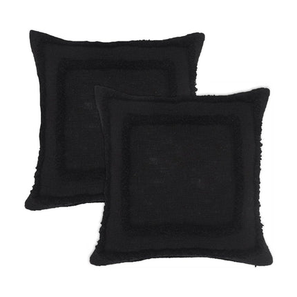 Set of Two 20" Black Geometric Cotton Throw Pillows HomeRoots