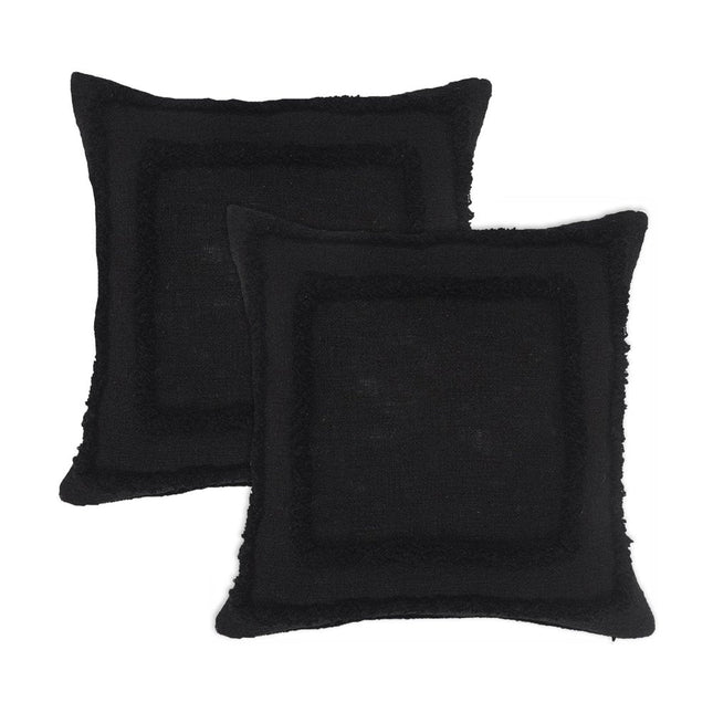 Set of Two 20" Black Geometric Cotton Throw Pillows HomeRoots