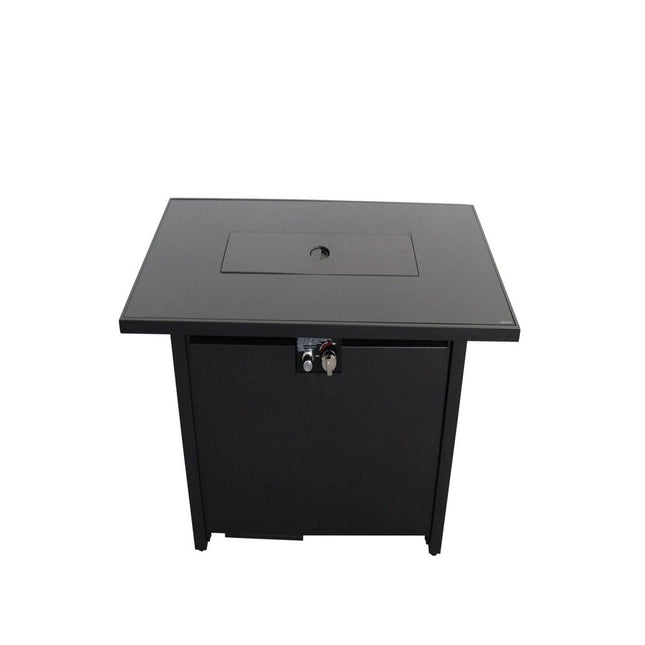40000 BTU 42" Black Steel Propane Rectangular Fire Pit With Cover HomeRoots