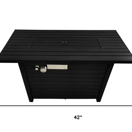 40000 BTU 42" Black Steel Propane Rectangular Fire Pit With Cover