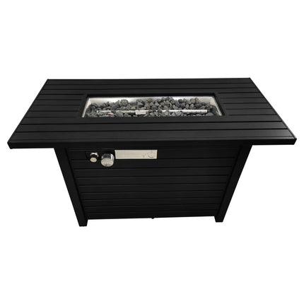40000 BTU 42" Black Steel Propane Rectangular Fire Pit With Cover