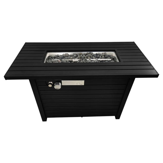 40000 BTU 42" Black Steel Propane Rectangular Fire Pit With Cover