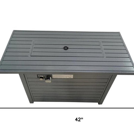 50000 BTU 42" Gray Steel Propane Rectangular Fire Pit With Cover HomeRoots