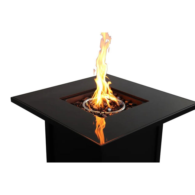 50000 BTU 30" Black Steel Propane Square Fire Pit With Cover HomeRoots