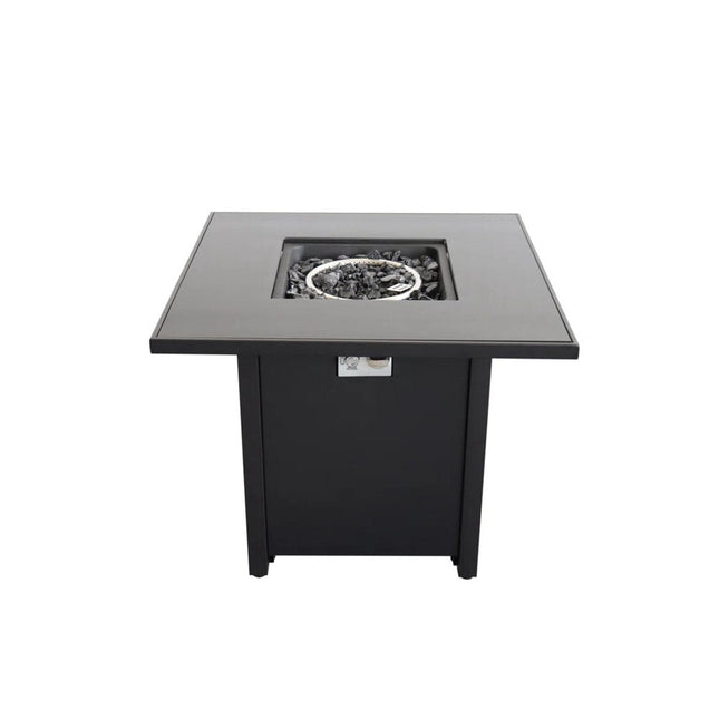 50000 BTU 30" Black Steel Propane Square Fire Pit With Cover HomeRoots