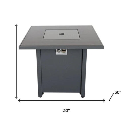 50000 BTU 30" Black Steel Propane Square Fire Pit With Cover HomeRoots