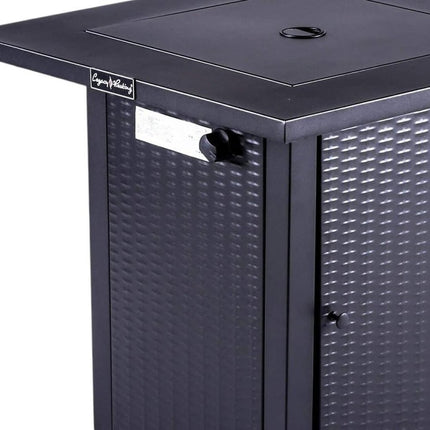 50000 BTU 28" Black Steel Propane Square Fire Pit With Cover