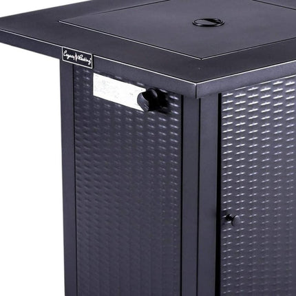 50000 BTU 28" Black Steel Propane Square Fire Pit With Cover HomeRoots