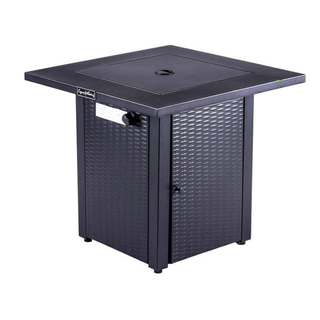 50000 BTU 28" Black Steel Propane Square Fire Pit With Cover HomeRoots