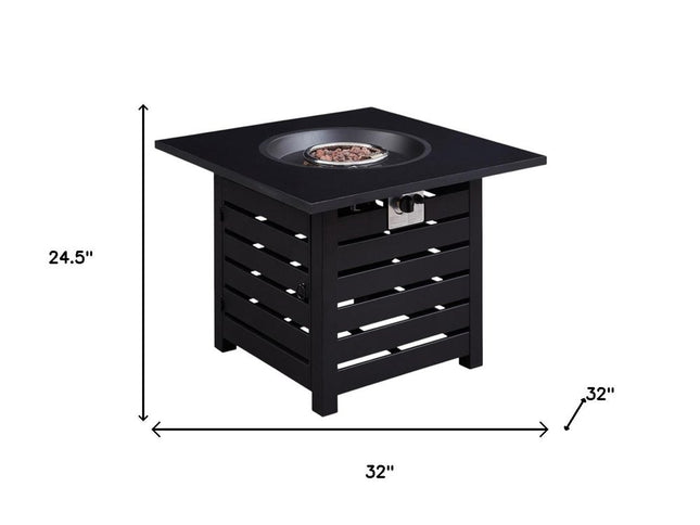 50000 BTU 32" Black Metal Propane Square Fire Pit With Cover