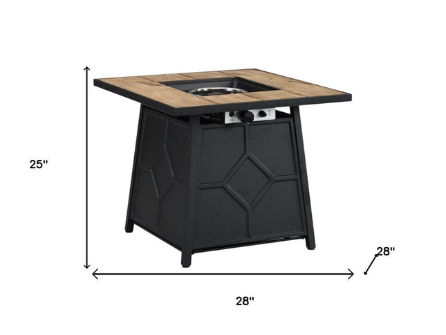 40000 BTU 28" Brown Iron Propane Square Fire Pit With Cover HomeRoots