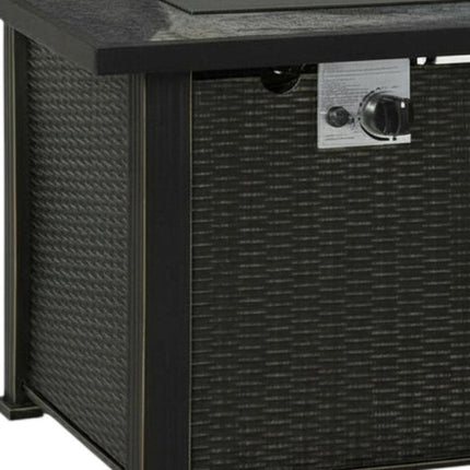 50000 BTU 30" Black Steel Propane Square Fire Pit With Cover HomeRoots