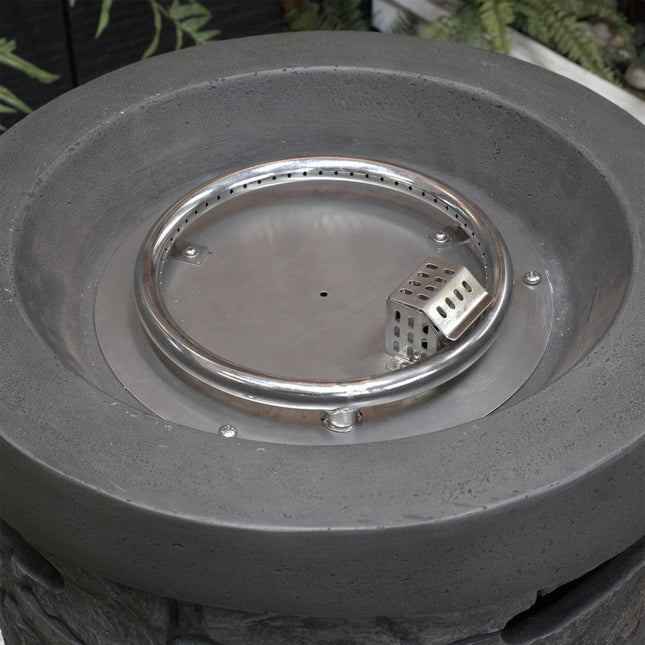 32000 BTU 26" Gray Magnesium Oxide Propane Round Fire Pit With Cover