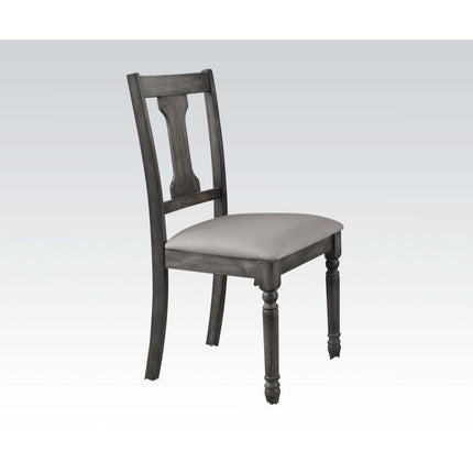 ACME 71437 Wallace Side Chair (Set-2), Tan Linen & Weathered Gray