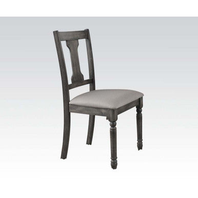 ACME 71437 Wallace Side Chair (Set-2), Tan Linen & Weathered Gray ACME Furniture