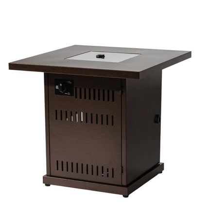 50000 BTU 27" Brown Steel Propane Square Fire Pit Table With Cover HomeRoots