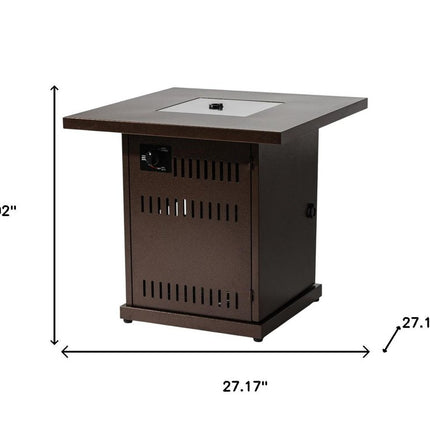 50000 BTU 27" Brown Steel Propane Square Fire Pit Table With Cover