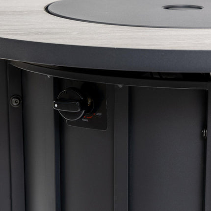 50000 BTU 30" Black Steel Propane Column Fire Pit With Cover HomeRoots