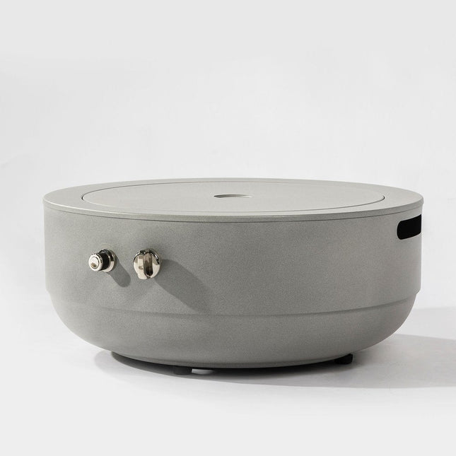 50000 BTU 24" Gray Steel Propane Round Fire Pit With Cover HomeRoots