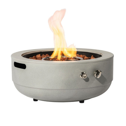 50000 BTU 24" Gray Steel Propane Round Fire Pit With Cover HomeRoots