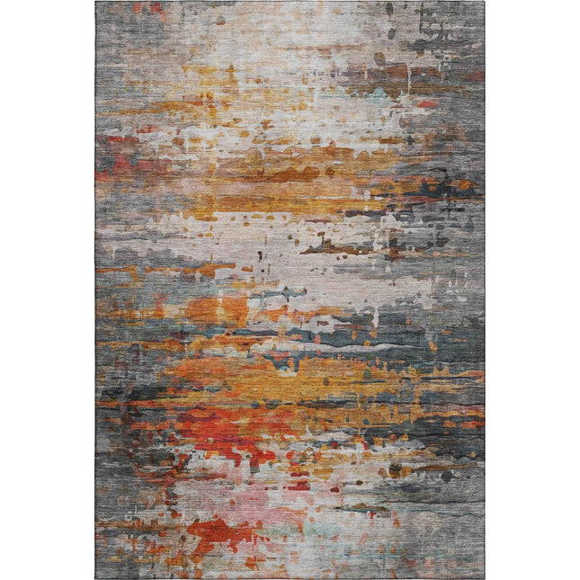 9' X 12' Terra Cotta And Beige Abstract Washable Area Rug With UV Protection HomeRoots