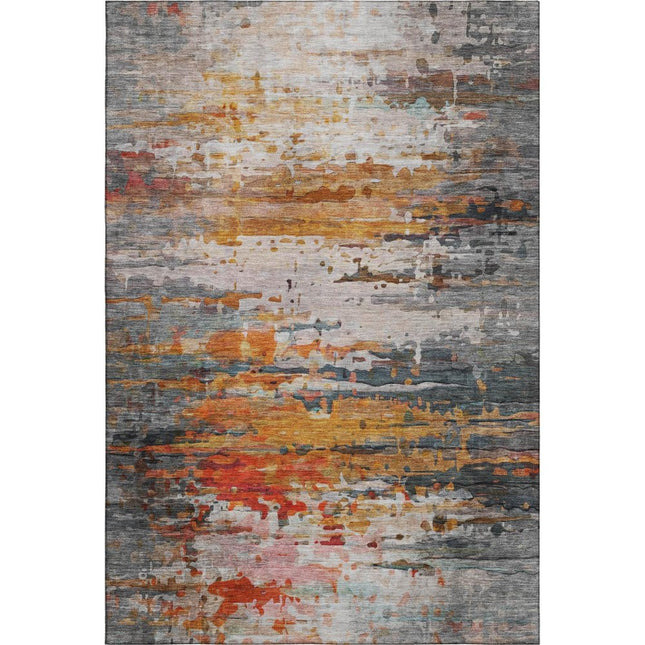 9' X 12' Terra Cotta And Beige Abstract Washable Area Rug With UV Protection