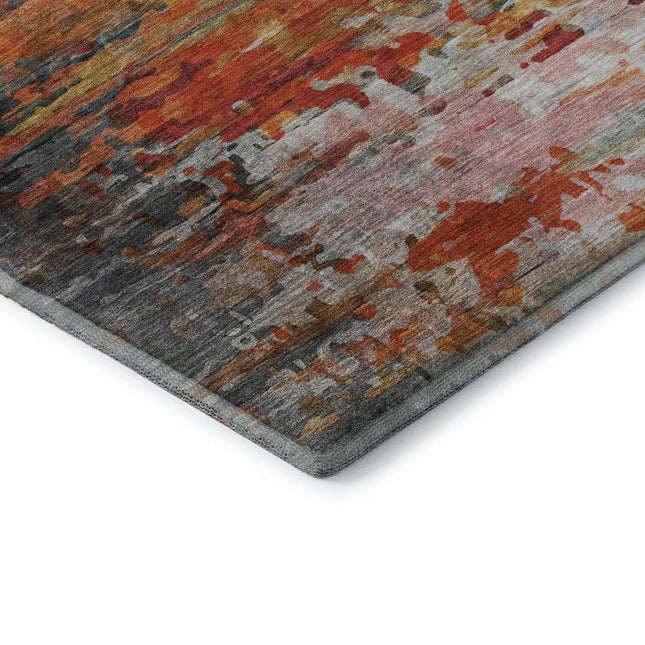 9' X 12' Terra Cotta And Beige Abstract Washable Area Rug With UV Protection HomeRoots