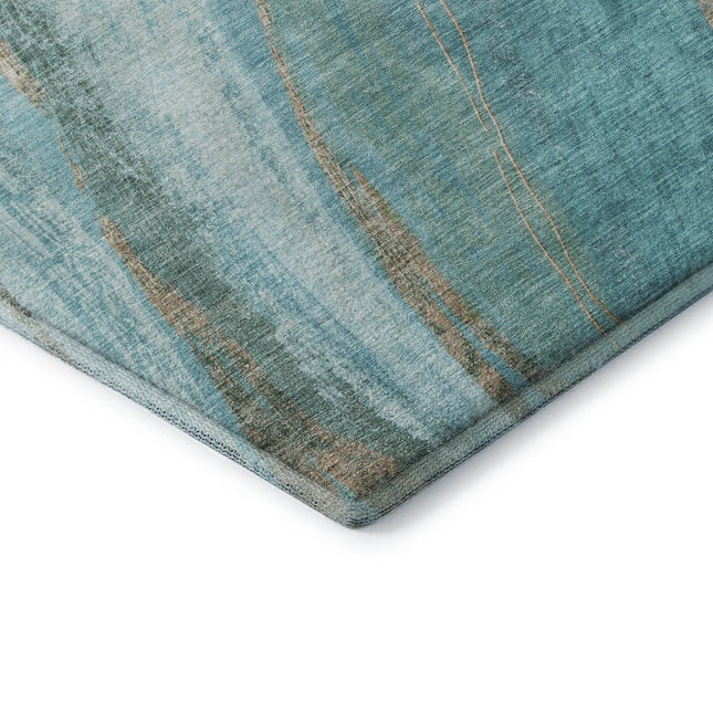 9' X 12' Turquoise And Teal Abstract Washable Area Rug With UV Protection HomeRoots