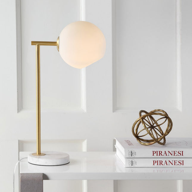 21" White Round Globe Lamp With Globe Shade HomeRoots