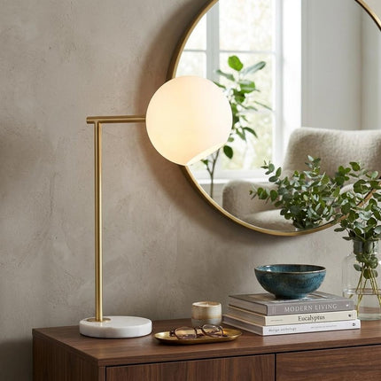 21" White Round Globe Lamp With Globe Shade HomeRoots