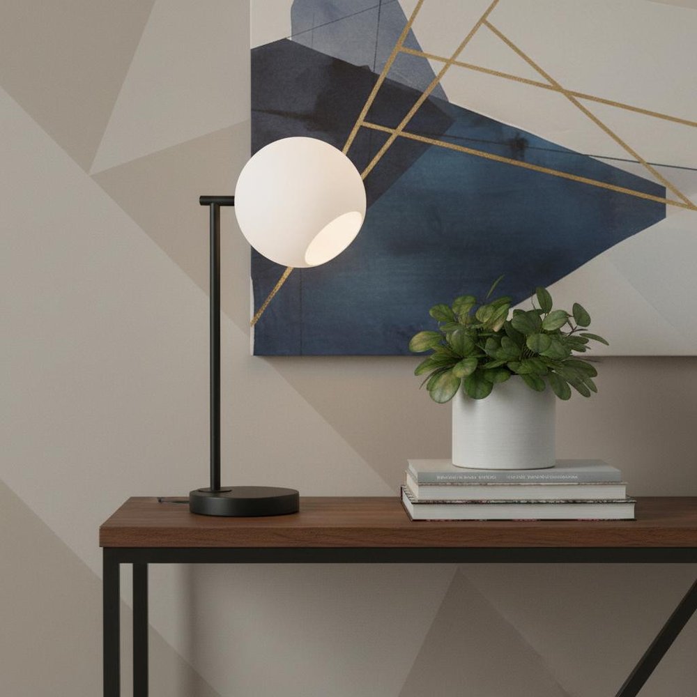 21" Black Novelty Table Lamp LED With Globe Shade