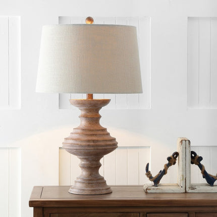 27" Brown Urn Bedside Lamp With Drum Shade HomeRoots