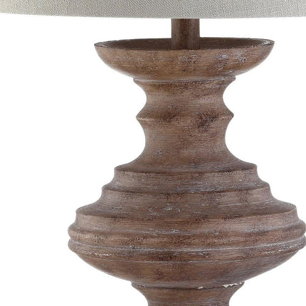27" Brown Urn Bedside Lamp With Drum Shade HomeRoots