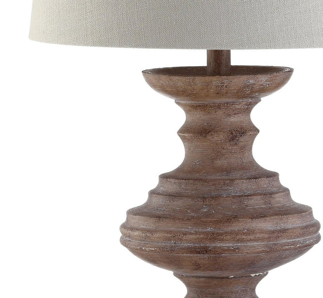 27" Brown Urn Bedside Lamp With Drum Shade HomeRoots