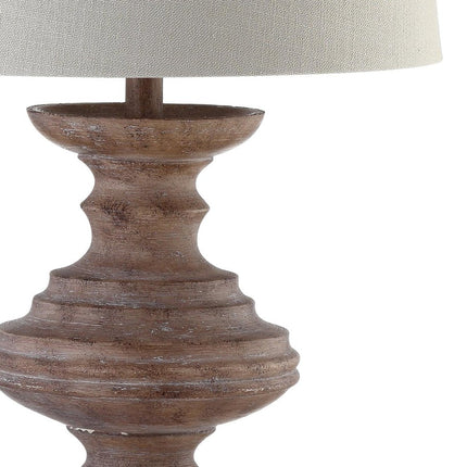 27" Brown Urn Bedside Lamp With Drum Shade HomeRoots