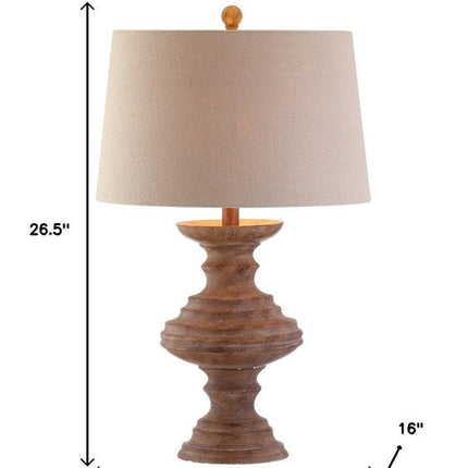 27" Brown Urn Bedside Lamp With Drum Shade HomeRoots
