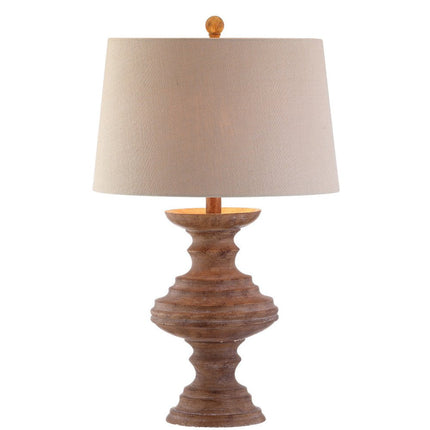 27" Brown Urn Bedside Lamp With Drum Shade HomeRoots