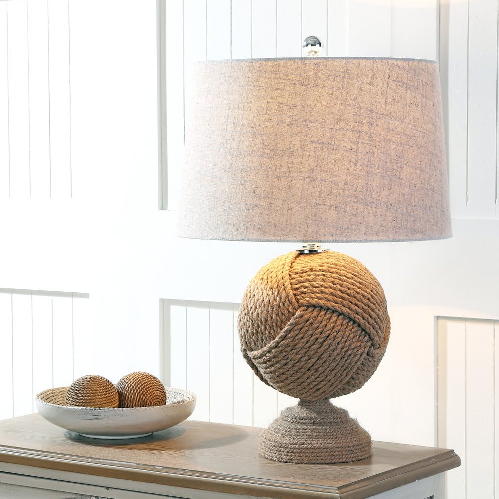 24" Brown Novelty Table Lamp LED With Drum Shade