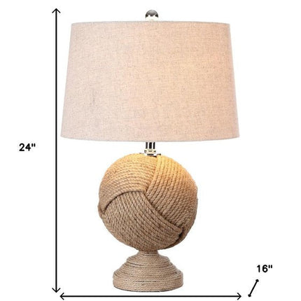 24" Brown Globe Table Lamp With Drum Shade HomeRoots