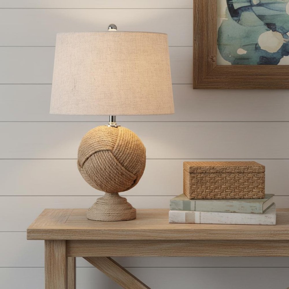 24" Brown Novelty Table Lamp LED With Drum Shade